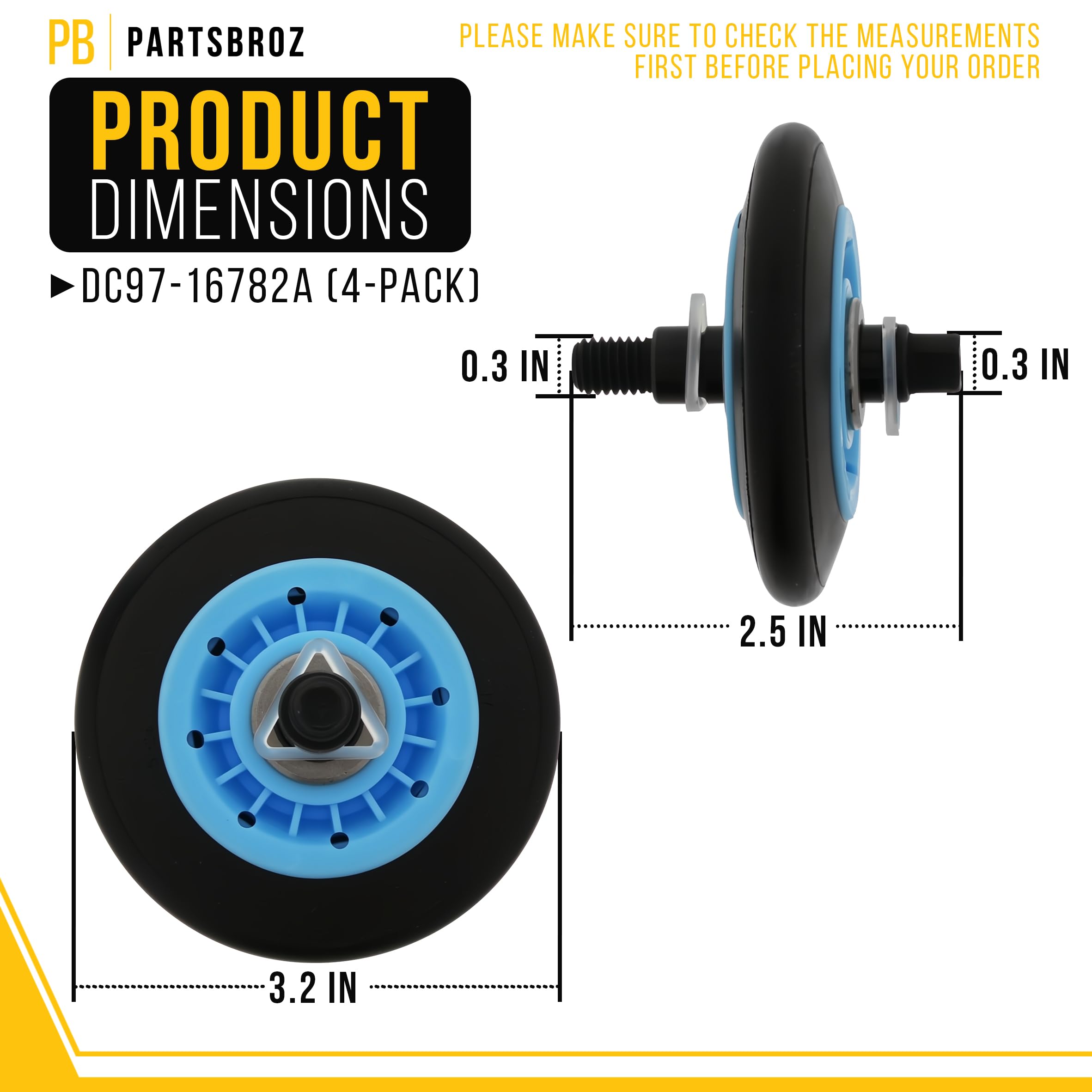 Amazon.com: PartsBroz Drum Rollers (4-Pack) for Samsung